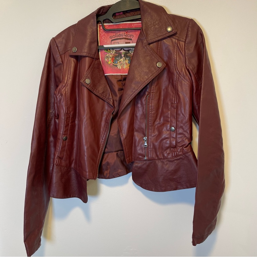 Collection Red‎ Faux Leather Jacket women’s size small